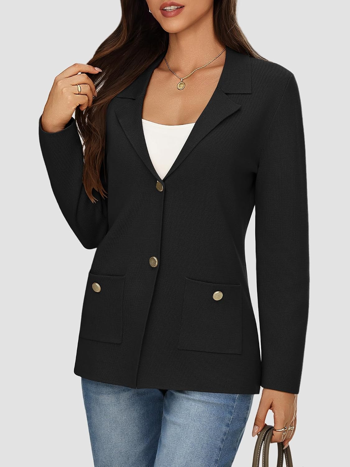 Womens Cardigan Sweaters Blazers Long Sleeve Knit Jackets Outfits