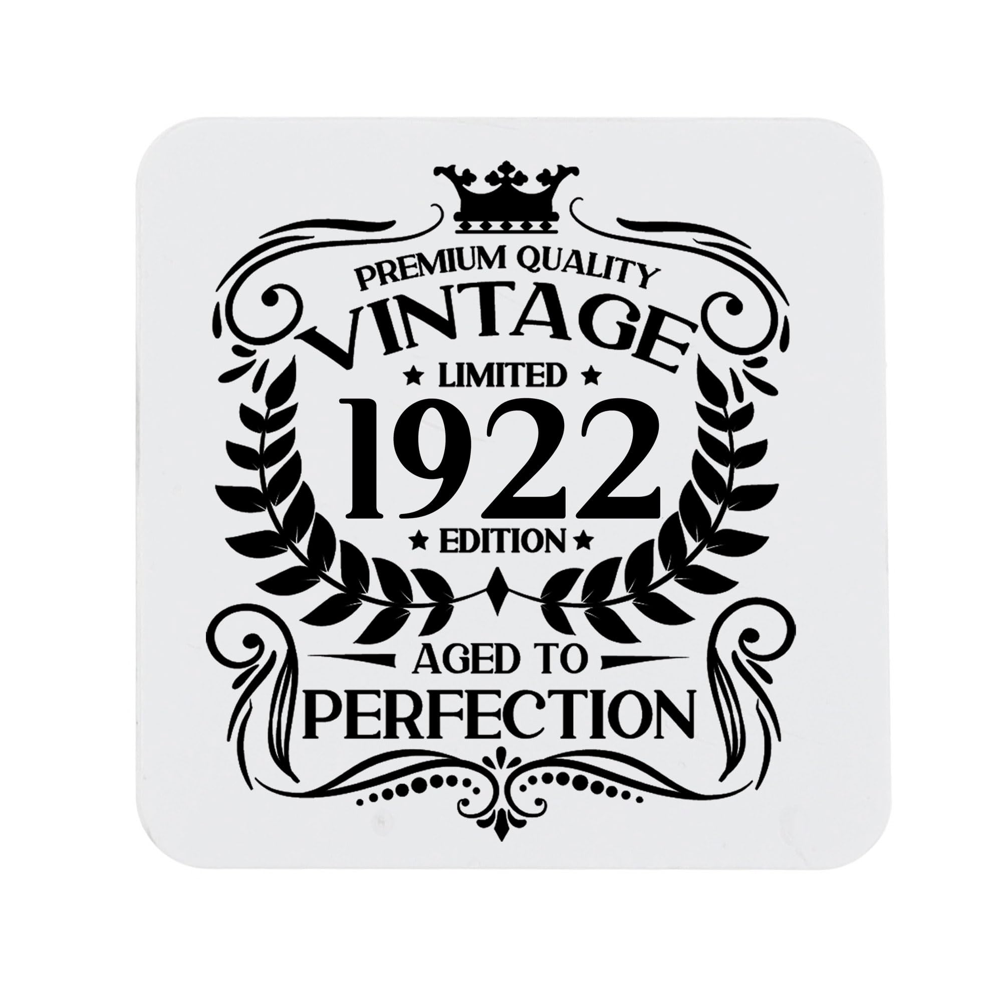 103rd Birthday Gift for Men Vintage 1922 Aged to Perfection Printed Coaster Present for 103 Year Old Etched Printed Placemat (Printed Coaster) — image 1
