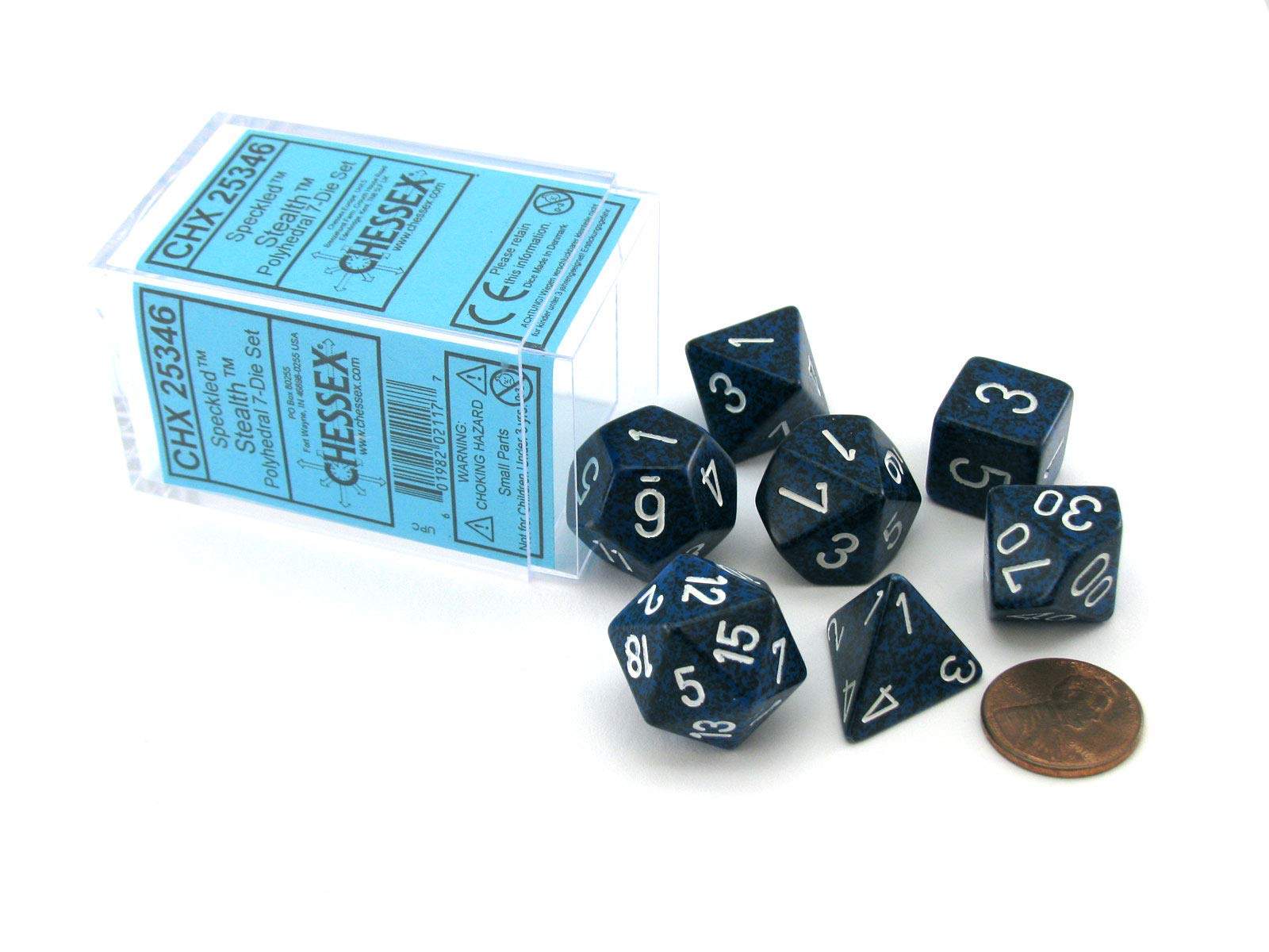 Polyhedral 7-Die Chessex Dice Set - Speckled Stealth