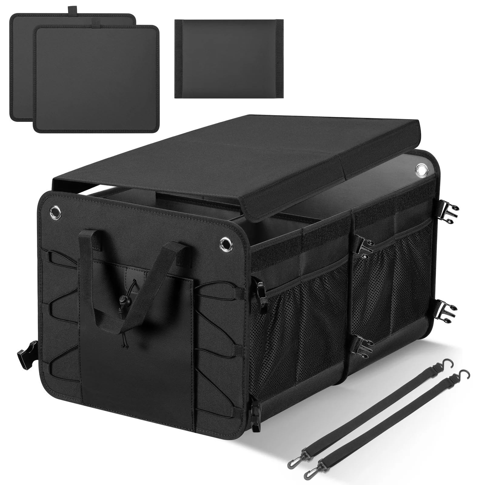 Boot Storage SUV Trunk Organizer Car Organiser Collapsible Multi-Compartment Storage Box For Car Accessories For Women Men Non Slip Car Boot Organiser(Black)