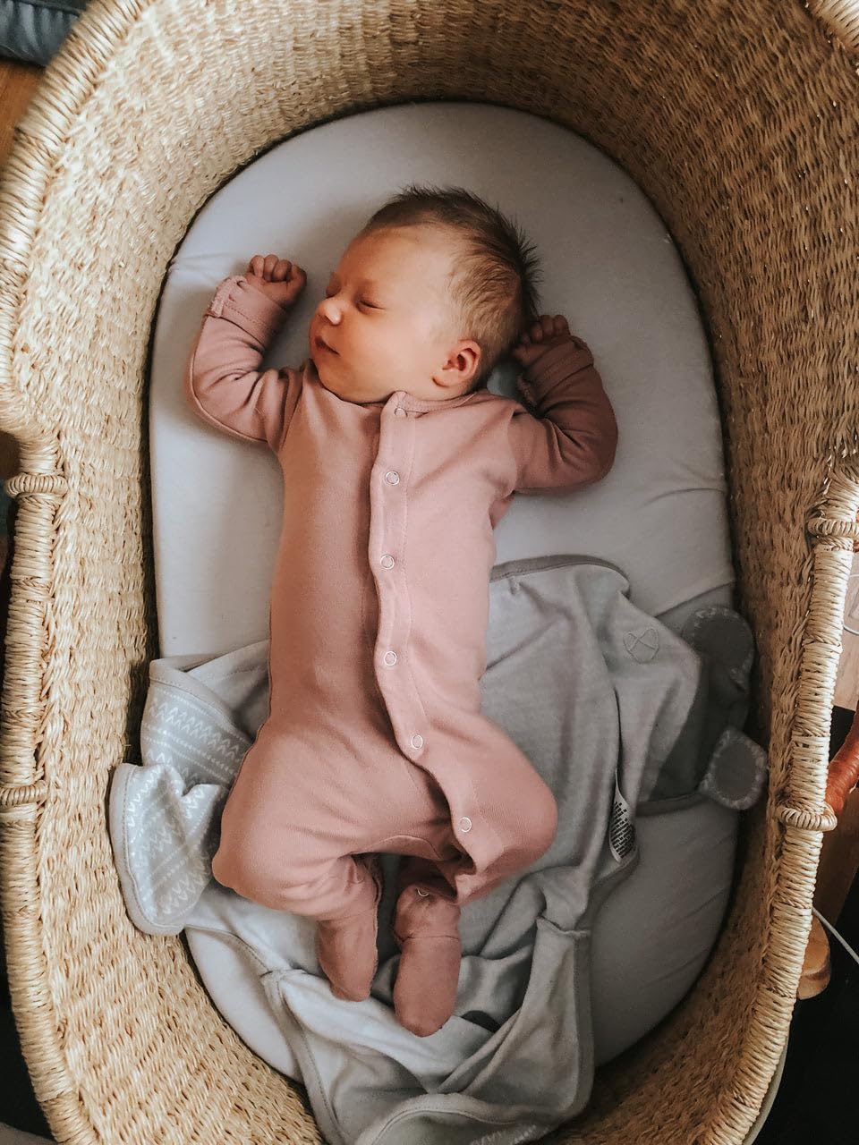 L'ovedbaby Unisex Baby Organic Cotton Snap Footie, GOTS Certified, Long Sleeve Sleep Play Footed Pajamas, Mitten Cuffs Grips