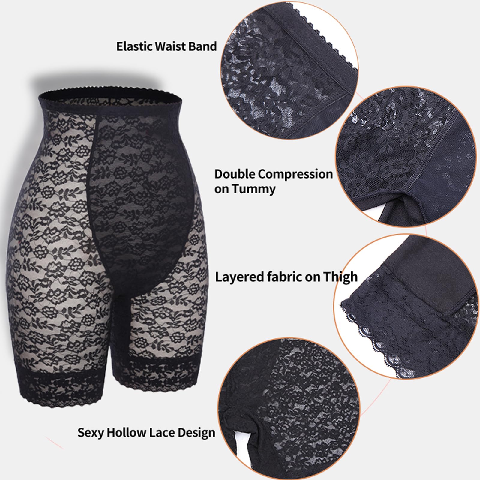 Fajas para Mujer con Control de Barriga de Cintura Alta, Pantalones Cortos de Encaje para Cintura del Vientre, corsés, Bragas Moldeadoras de Cuerpo