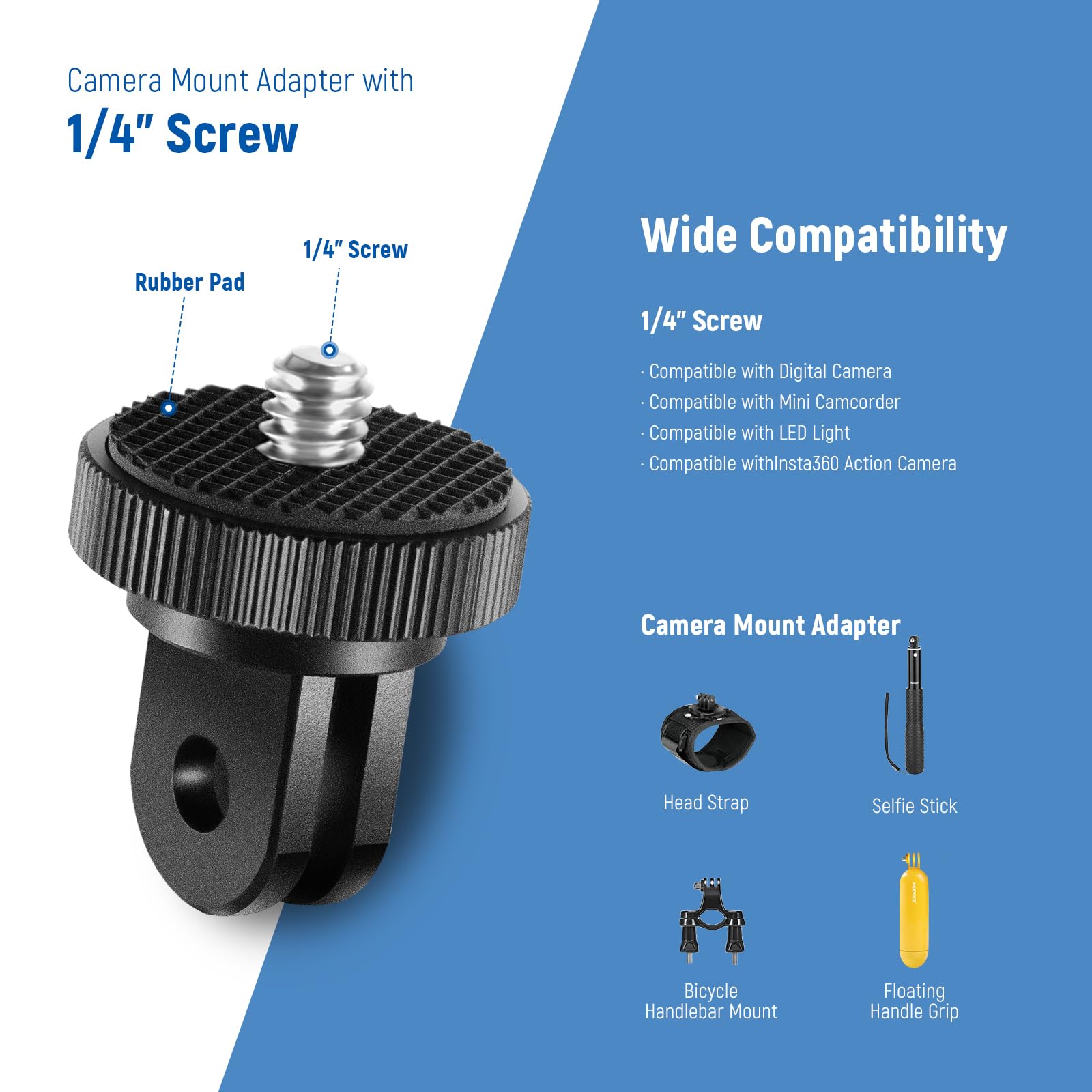 GoPro Stativadapter Aus Alu - 1/4-20 Gewinde Für Action-Kameras