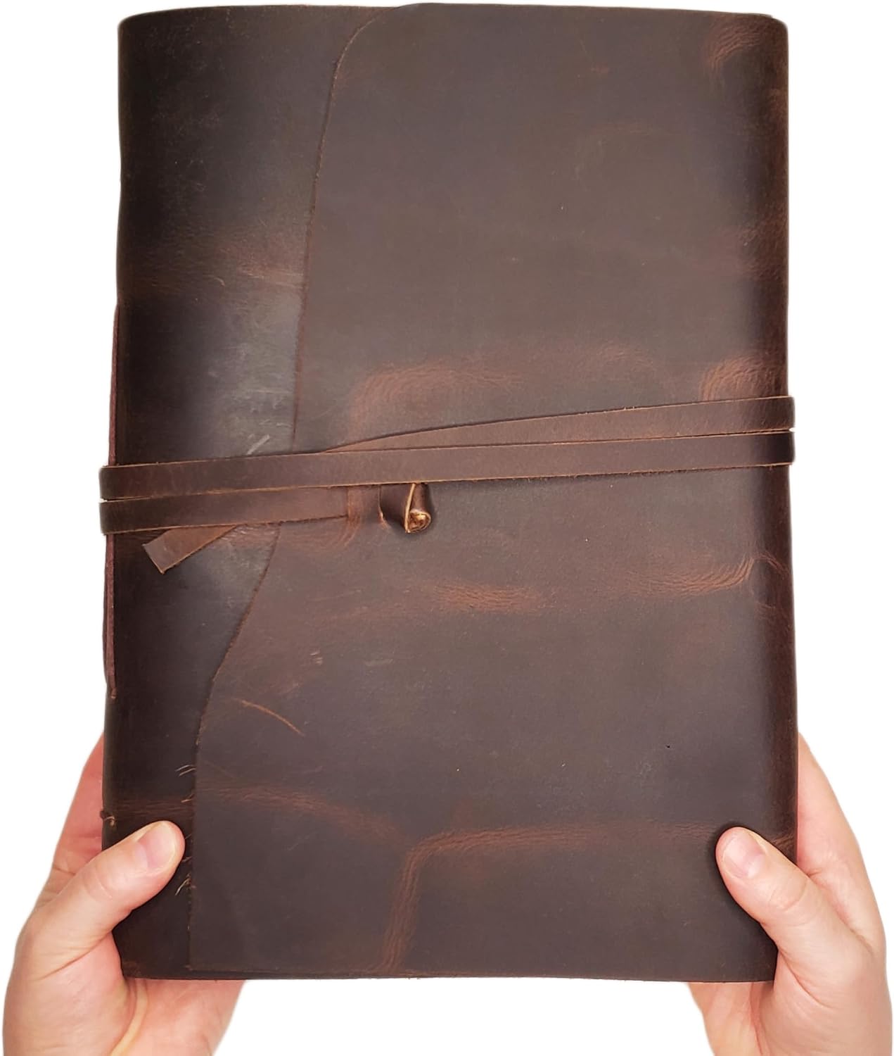 Large Vintage Leather Photo Album with Black Pages - Scrapbook Style Pages with Gift Box - Holds 100 4x6 or 5x7 Photos