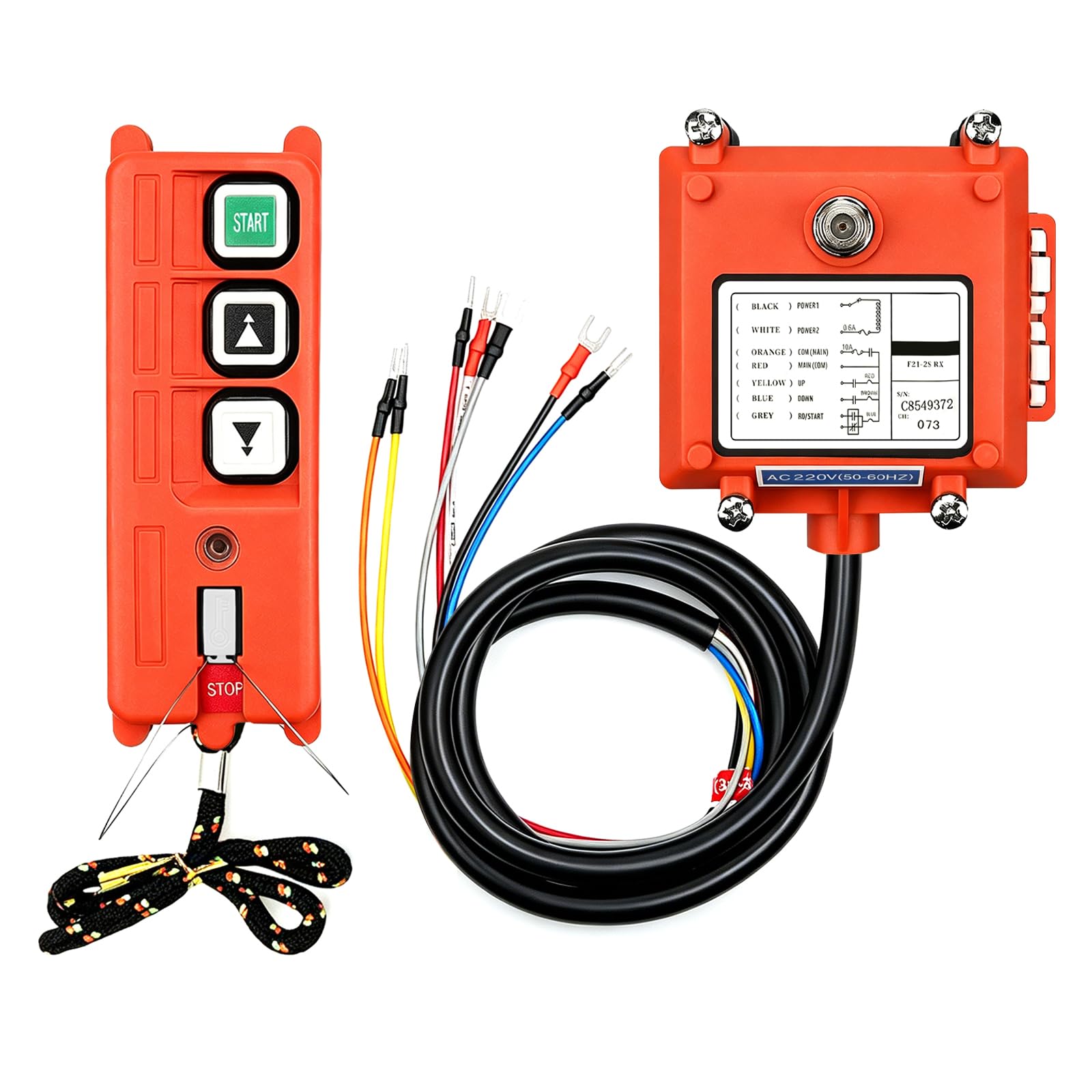 Industrielle Funkfernbedienung, F21-2S AC 220V Drahtlose Kran Fernbedienung Lifting Industriefernbedienung Seilwinden Baumaschinen Kransteuerung Tastensteuerung mit Empfänger - 100M Reichweite