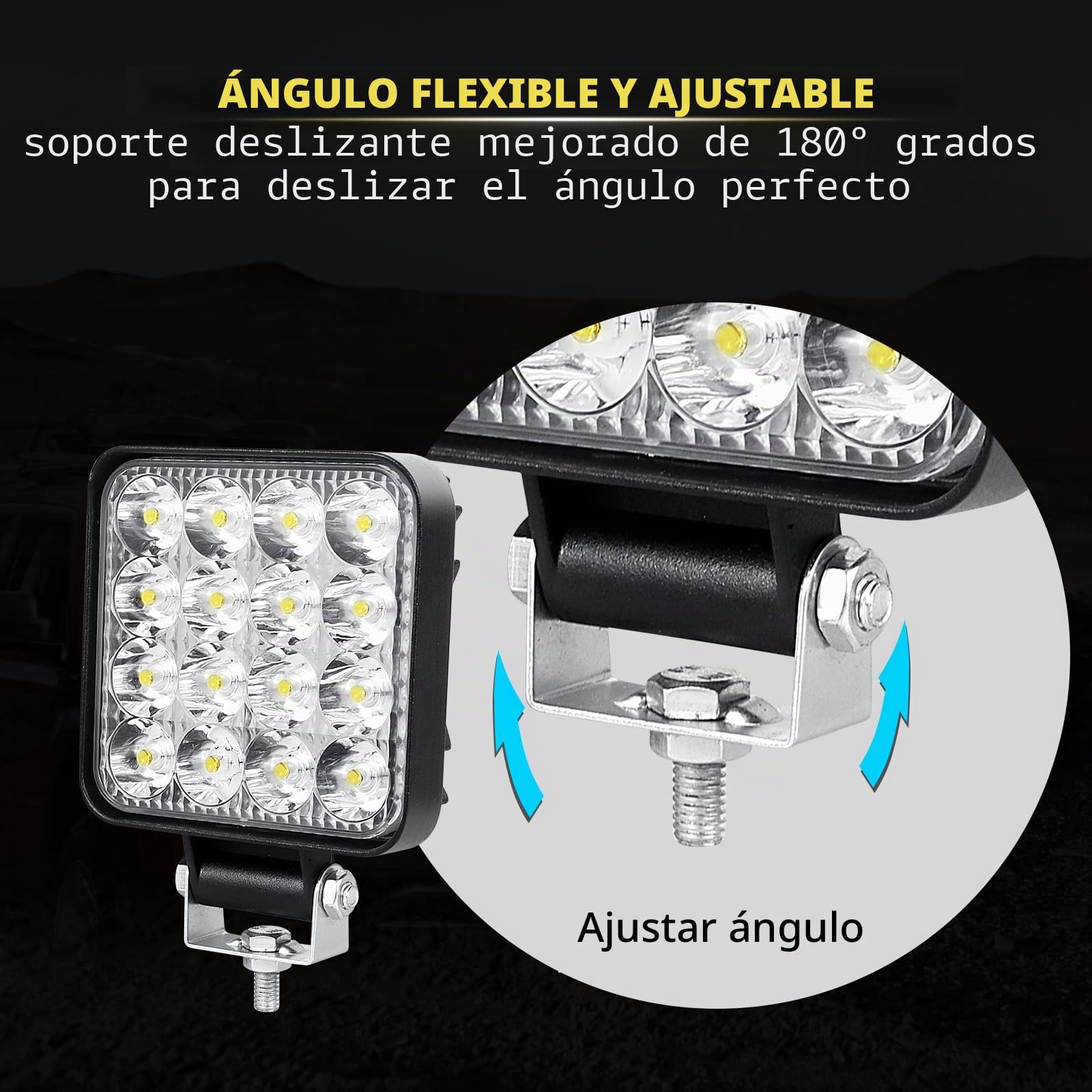 SKYWORLD 10Pcs Faro Trabajo LED Focos de Coche 3.3 Pulgadas 48W Faros Led Tractor 12V 24V Barra de Luz LED Foco de Tractor para 4x4 Moto ATV SUV Camión Excavadora Barco luces Todoterreno