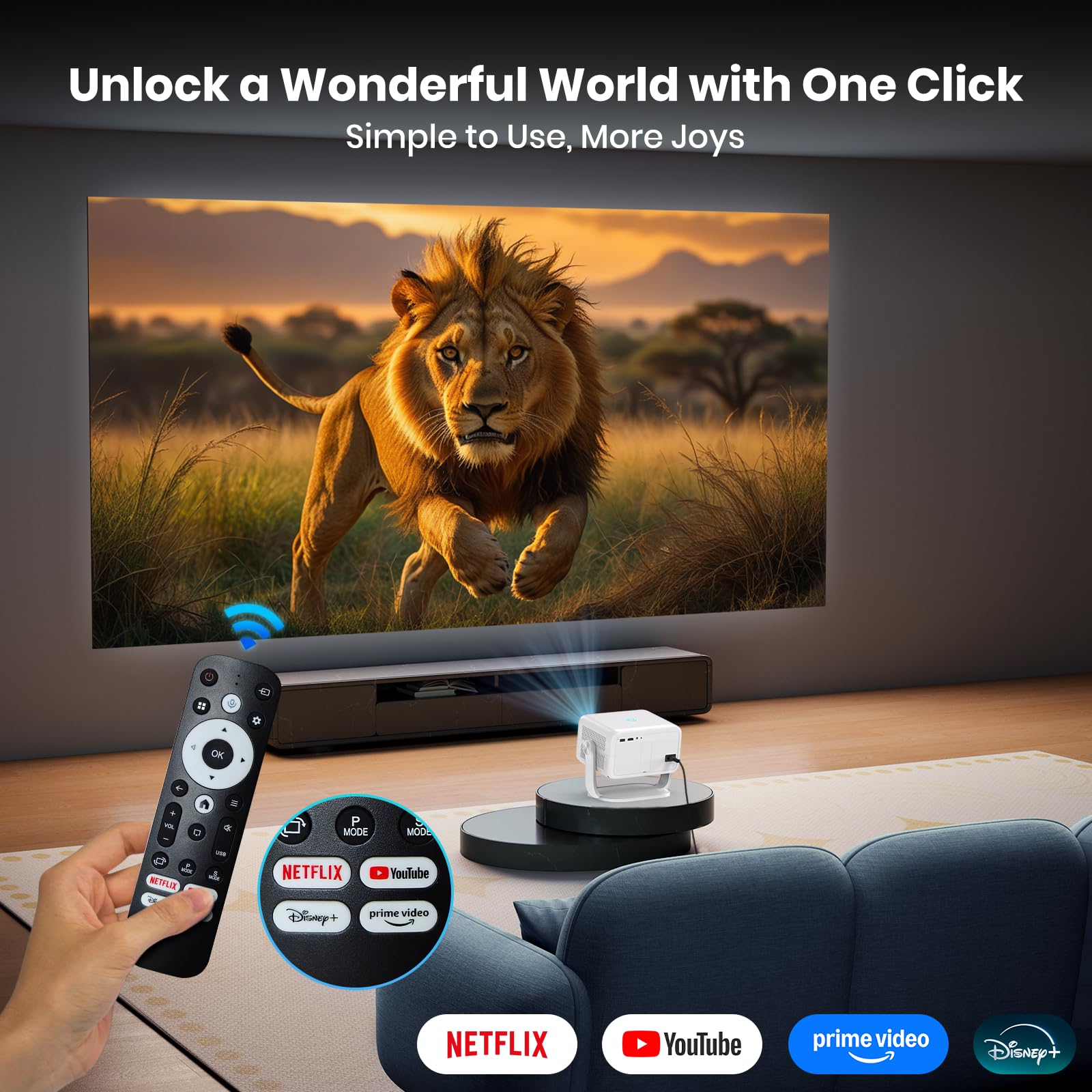 Netflix Certifié/35000LM] Vidéoprojecteur 4K Android 13.0 Auto Focus/Correction Trapézoïdale Vidéoprojecteur Intelligent Full HD 1080P WiFi Bluetooth Projecteur Home Cinéma