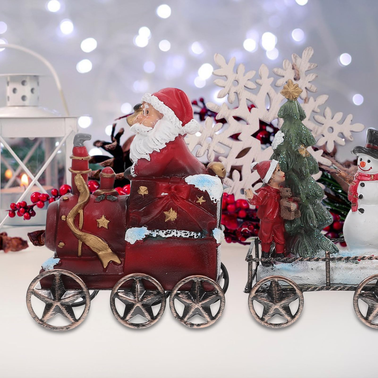 3piezas Decoraciones Navideñas Juego De Trenes De Resina para Escritorio Adorno De Tren Navideño Decoración Festiva De Mesa para Fiestas Navideñas