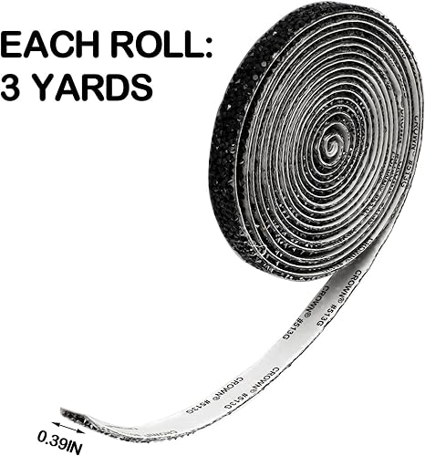 Miniatura 4 de Cintas de resina con diamantes de imitación de 3 yardas, cinta autoadhesiva de diamantes de imitación, tiras de cristal, rollo de resina con