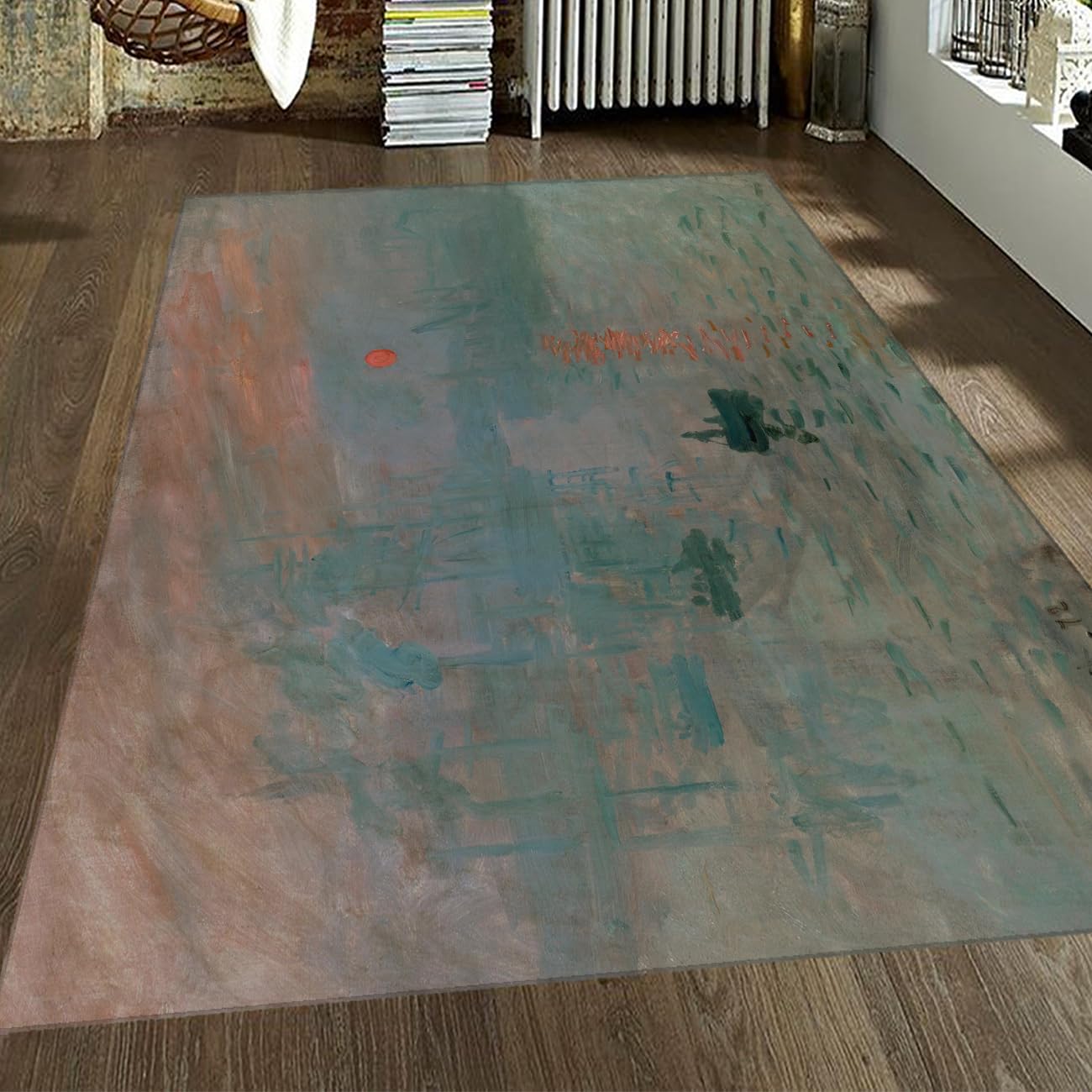 Tapis Claude Monet Impression Soleil Levant reproduction d'art 160x200cm