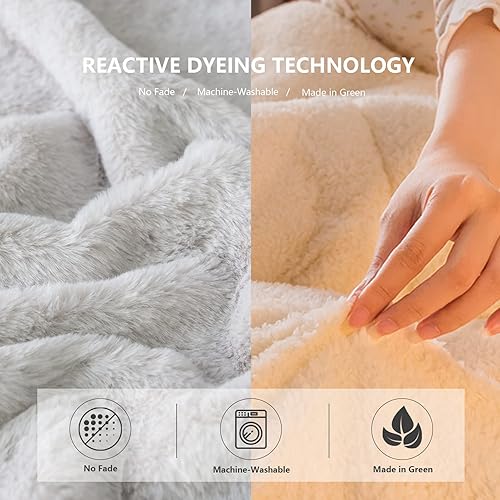 Miniatura 5 de COTTEBED Cálidas mantas de franela Sherpa para cama matrimonial y Queen, reversible, ultra afelpada, 580 GSM, suave y cómoda, esponjosa, manta de