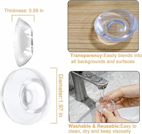 Miniatura 6 de Protector de pared para tope de puerta, protector de parachoques adhesivo, tope de puerta de goma reutilizable para pomos de puerta, protector de