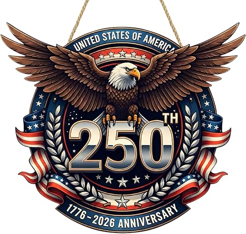 USA 250th Anniversary Double-Layer Wooden Sign Large Reusable USA 250th Bald Eag