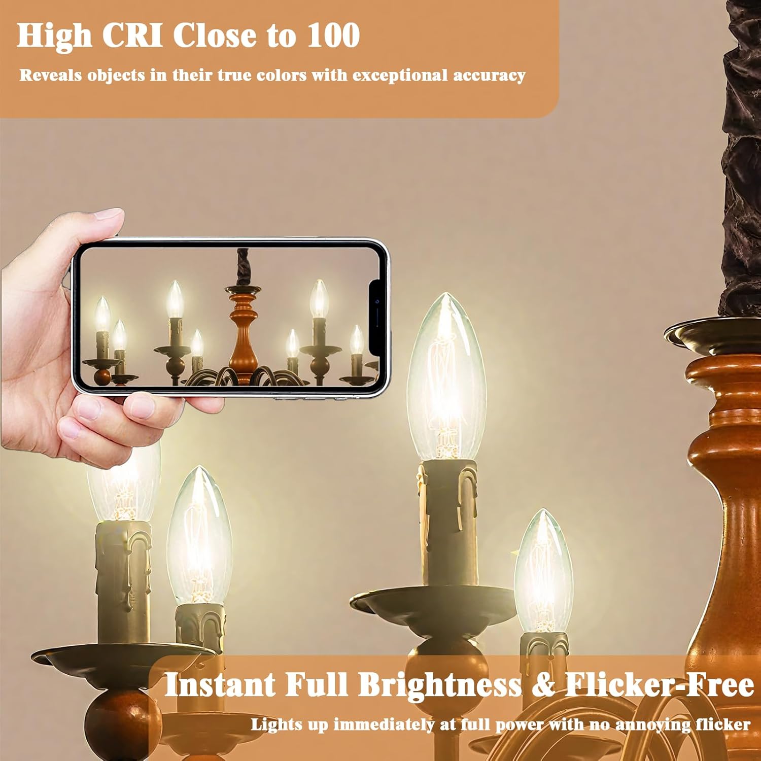 25 Pack Window Candle Bulbs, 7 Watt Clear E12 Night Light Bulb for Chandeliers, C26 Torpedo Candelabra Light Bulb
