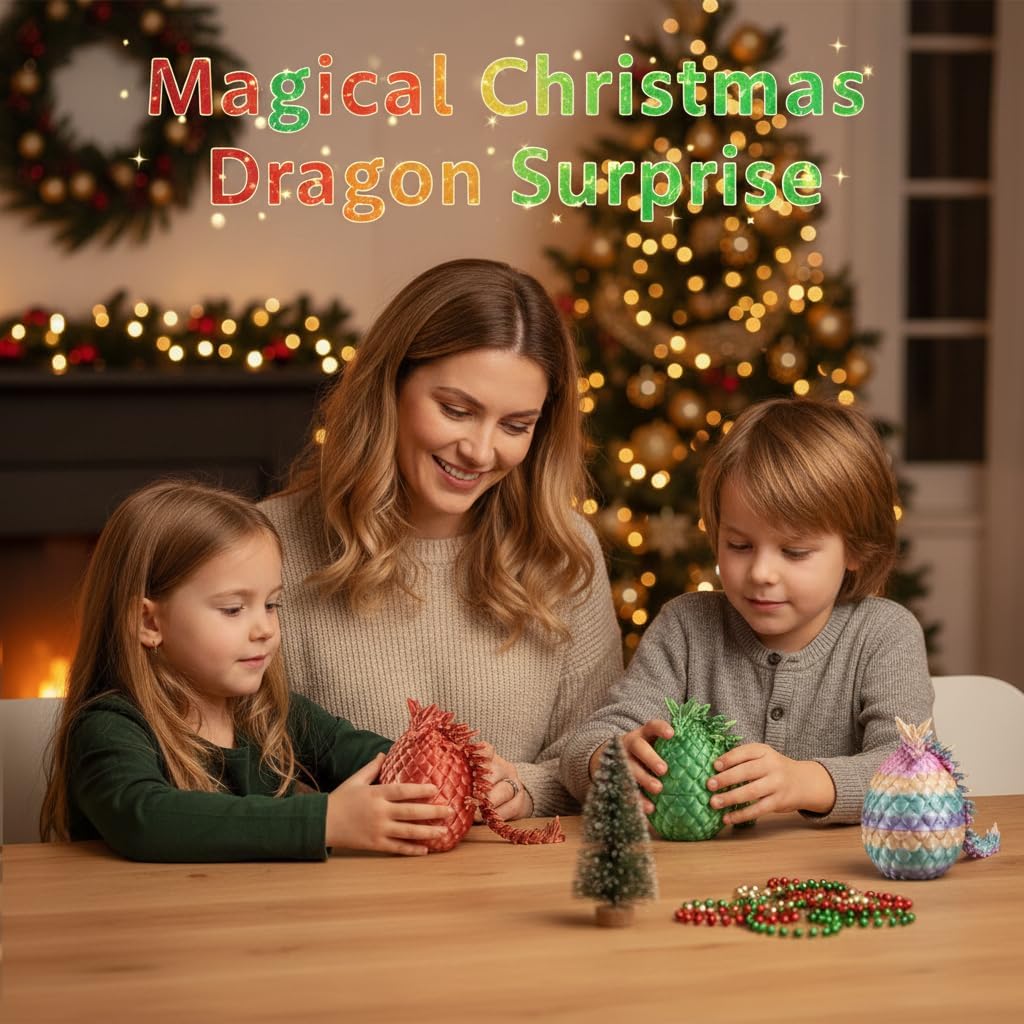 Mydethun 12 Pack 3D Printed Dragon Mystery Egg Set - 2 Rare Glow-in-the-Dark Dragons, Bulk Articulated Fidget Toys with Lore Cards, Easter Basket Stuffers, Party Favors, Classroom Prizes for Kids