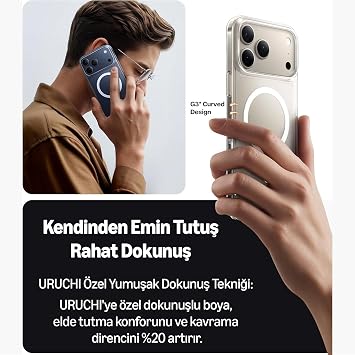 magsafe Case compatible with URUCHI iPhone 17 Pro Max, Magnetic Transparent Case, Yellowless Mica PC Feature Cover, Shockproof Transparent Crystal Cover