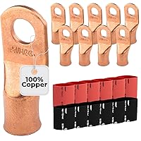 Vista 295 de SELTERM - 2 terminales de anillo resistentes para cable de batería, calibre 4 AWG, pernos de 3/8 pulgadas, terminales de calibre 4, ojales de cobre