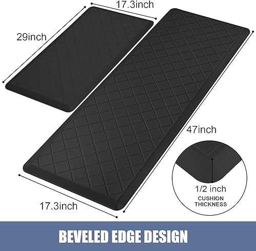 Miniatura 3 de WEZVIX Alfombras y tapetes de cocina antideslizantes impermeables, antifatiga, 2 unidades, tapete de cocina de 12 pulgada de grosor, tapete