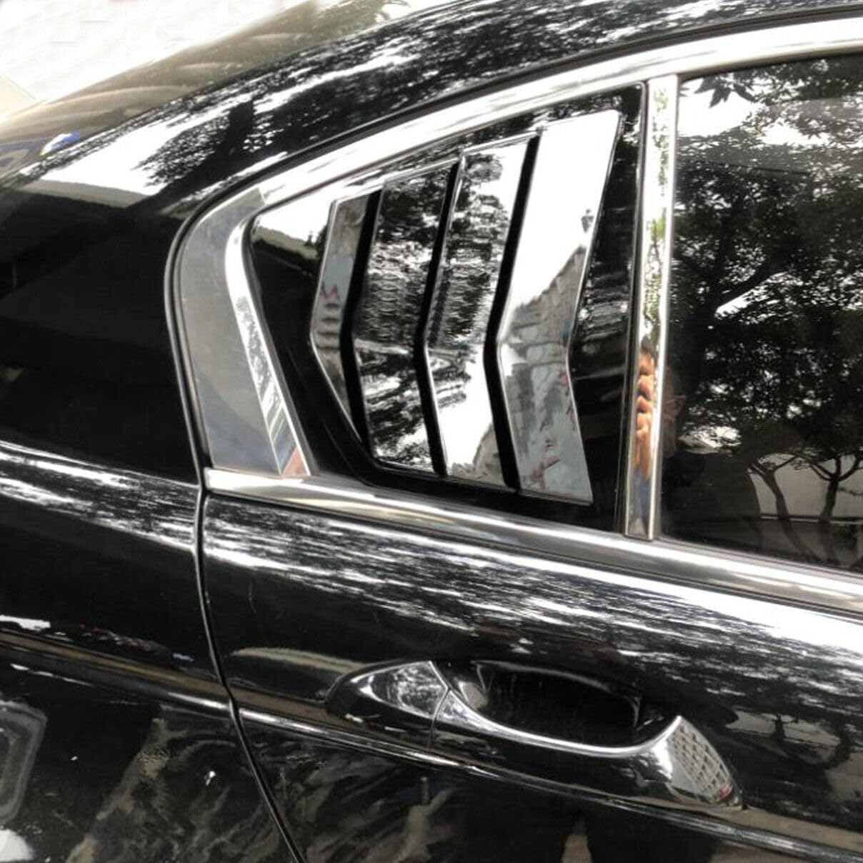 1Pair Left + Right Side Window Louver Shutter Cover Trim Fit for Honda Accord 2008 2009 2010 2011 2012 2013 Gloss Black