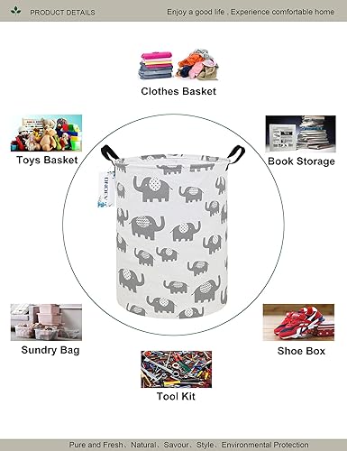 Miniatura 9 de ONOEV Contenedor redondo de tela, cesta decorativa, cesta organizadora con asas, para almacenamiento de ropa, libros y 19.7 pulgadas de alto x 15.7