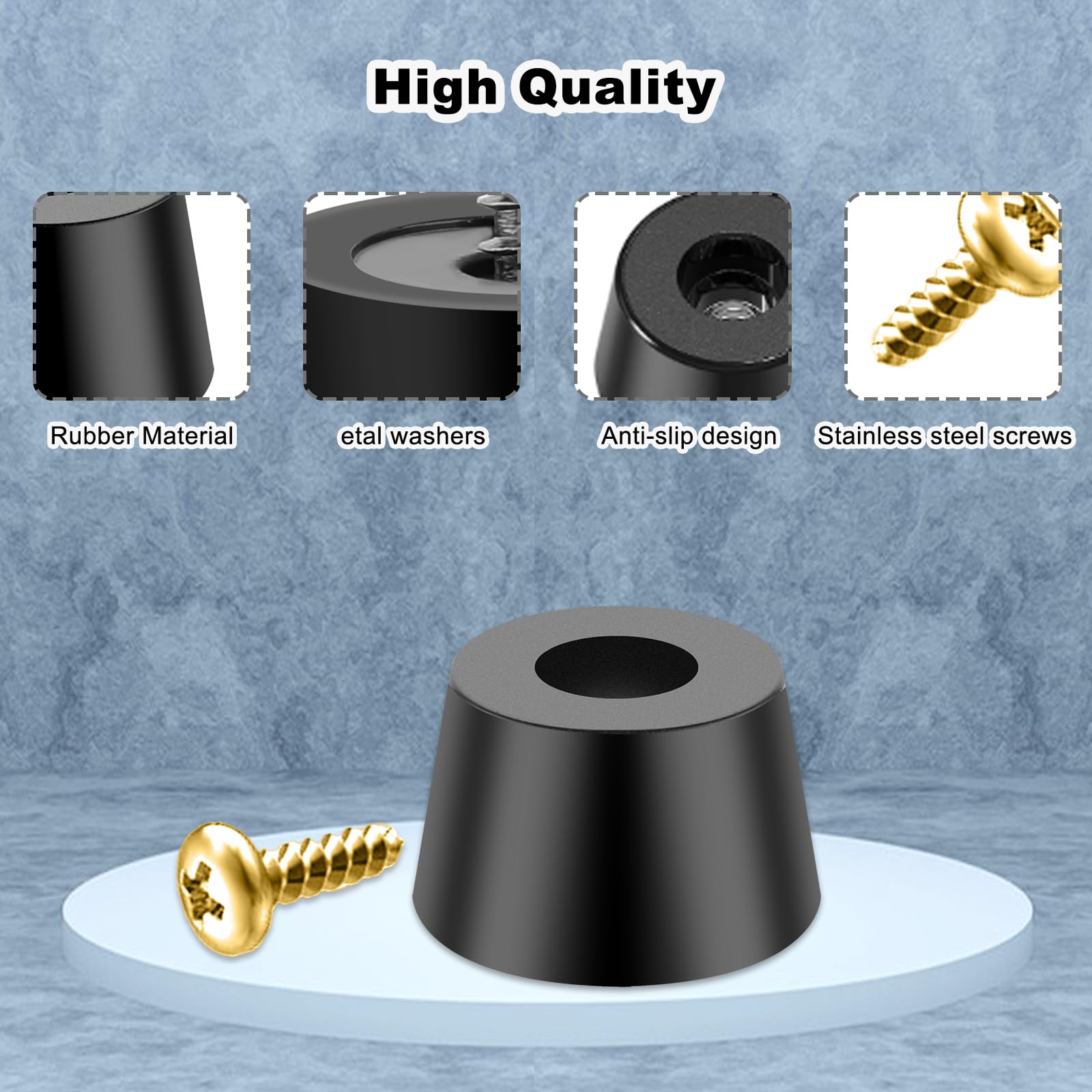 12 Pieds En Caoutchouc Doux Avec Vis En Acier Inoxydable (H