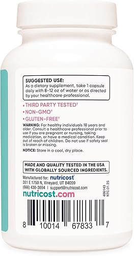 Miniatura 4 de Nutricost Suplemento DIM de diindolilmetano para mujeres de 400 mg, 120 cápsulas, con Dong Quai, calcio y cohosh negro, vegano, sin OMG y sin gluten