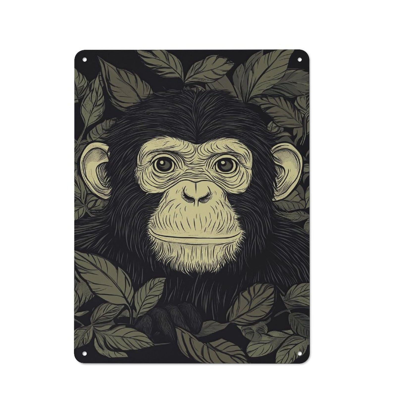 Casual Chimpanzee Portrait Shed Metal Sign 40x30cm, Shed Wall Decor for Greenhouse, Garden Room, Cafe Or Entryway