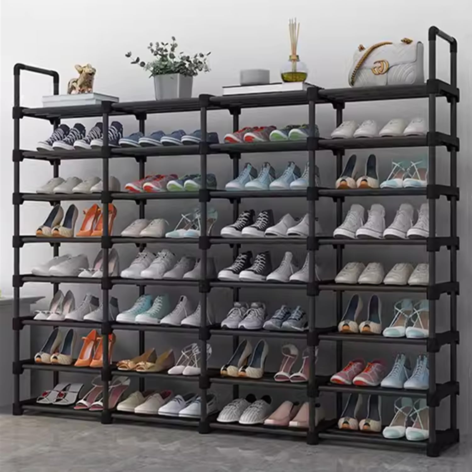 Scarpiera Portascarpe 45x36x120cm - 3 Ante, 6 Scomparti, Design Moderno (Antracite+Marrone) - Foto 4