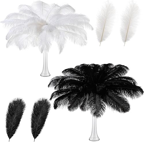Retrowavy 50 plumas de avestruz naturales grandes de 14 a 16 pulgadas a granel para centros de mesa para centros de mesa de bodas, centros de mesa,