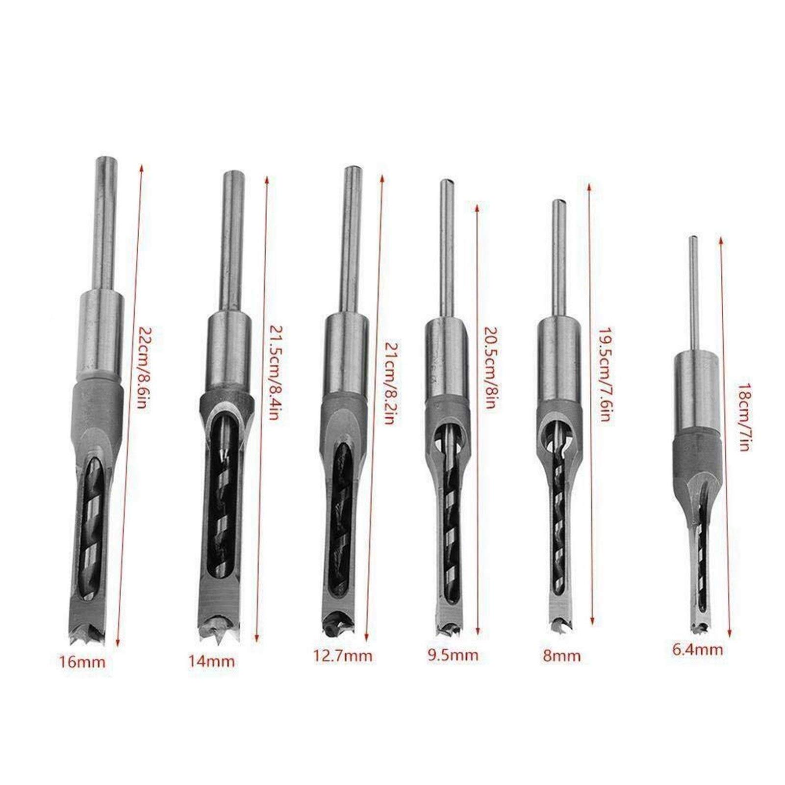 Set Di Punte Per Trapano Per Legno Con Foro Quadrato, Kit Di Strumenti Per Trapano Per La Lavorazione Del Legno, Foro Quadrato, Set Di 6 Punte Elicoidali, Set Di Punte Elicoidali Per Mortasatura, Con