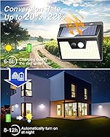 Vista 5 de Peasur Luces solares impermeables para exteriores, paquete de 4 140 luces LED con sensor de movimiento, 3 modos de luces de seguridad alimentadas