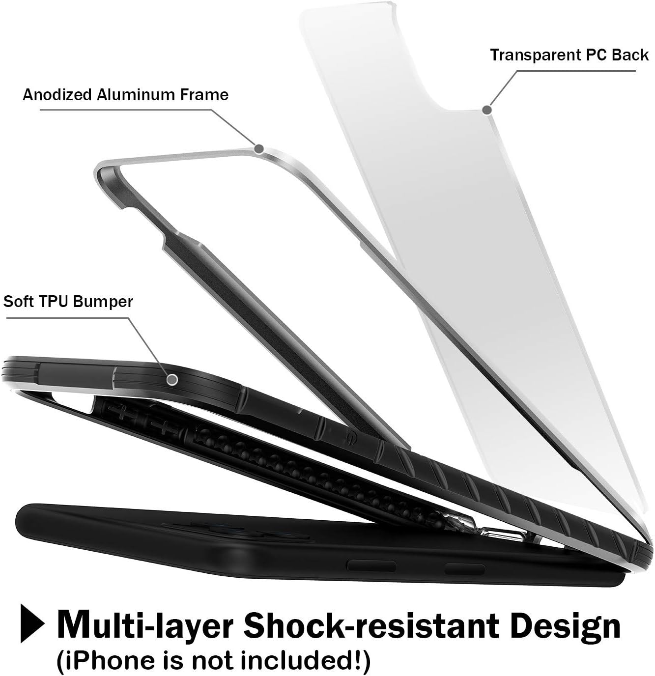 iPhone 11 Pro Max Case, Military Grade Drop Tested Protective Case for Apple iPhone 11 Pro Max 6.5 Inch (2019) (Black/Gray)
