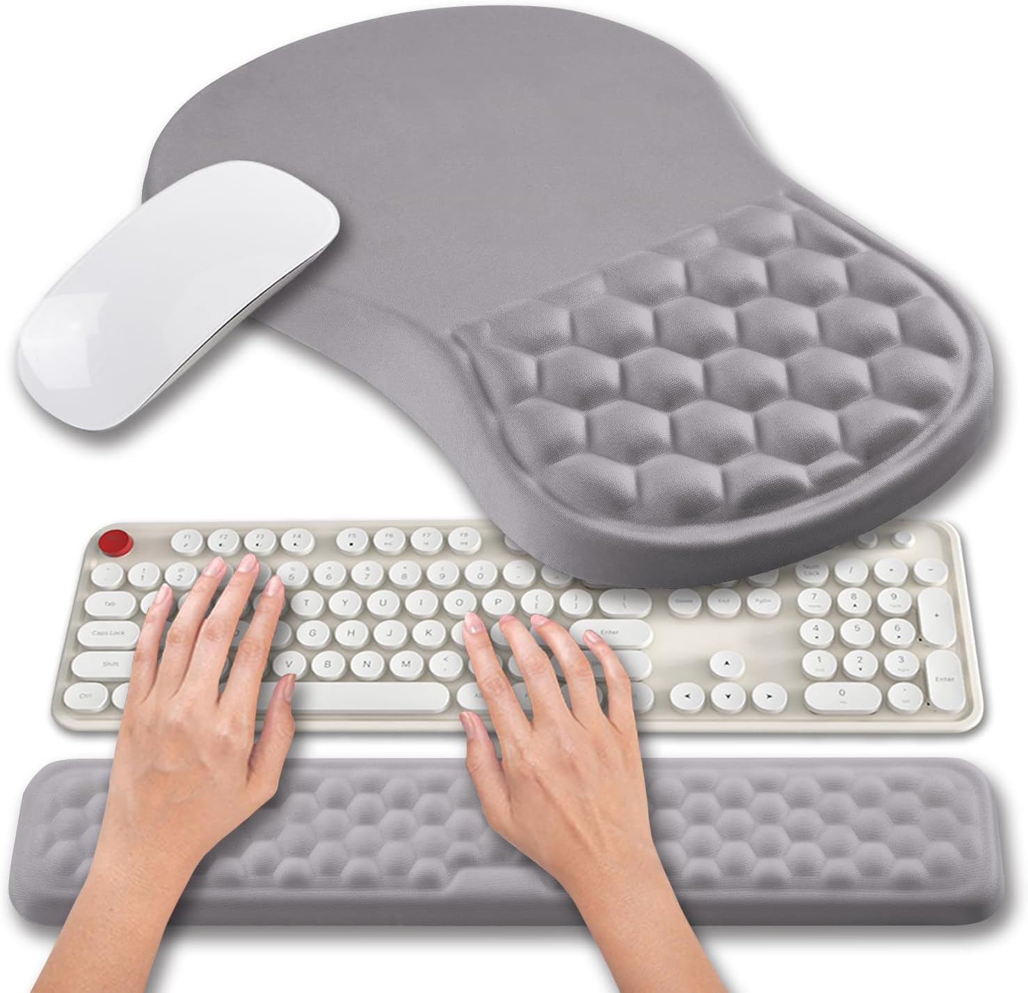 Hokafenle 2 In 1 Ergonomic Mouse Pad Wrist Support Wrist Rest For Computer Keyboard Set with Relieve Carpal