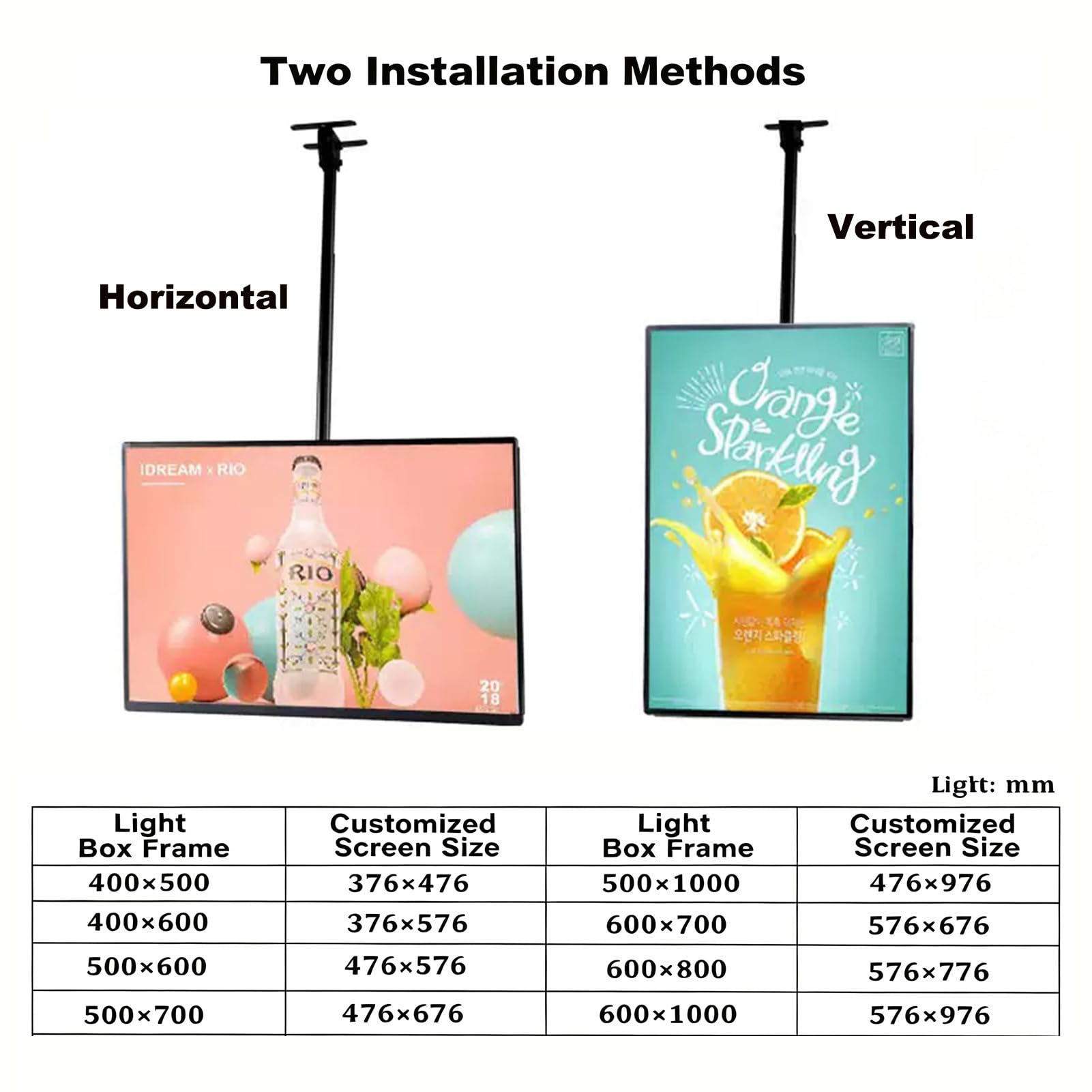 Boîtier Lumineux LED Mural, Tableau D'affichage Numérique Du Menu Du Restaurant, Écran Rétroéclairé Par LED, Panneau D'affichage Lumineux Pour Restaurant, Café, Magasin(60cmx90cm)