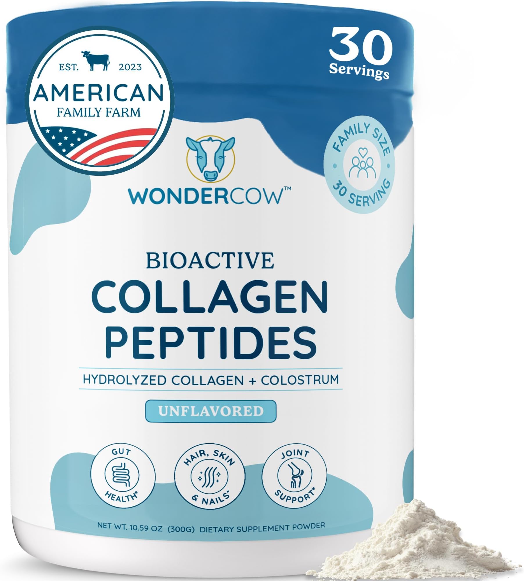 - Collagen Peptides Powder w/Bovine Colostrum, Naturally-Sourced Hydrolyzed Bone Collagen Powder, Hair Skin Nail & Joint Support,Type I & III Grass-Fed Collagen Supplements for Women & Men