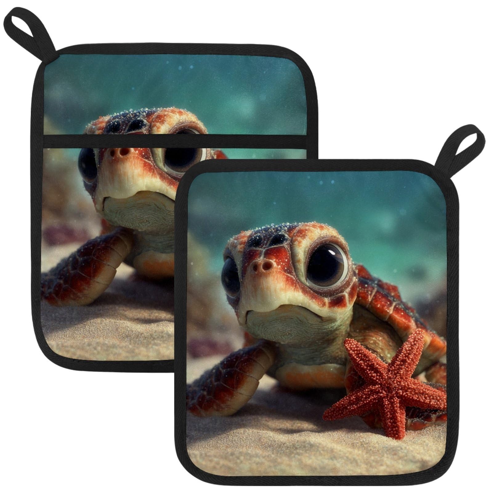 VAPOKF Cute Turtle Starfish Pot Holder, Heat Resistant Oven Cloths, Potholders & Oven Gloves, for Kitchen Cooking & Baking, Thick & Safe, Protection of Hands From Hot Utensils