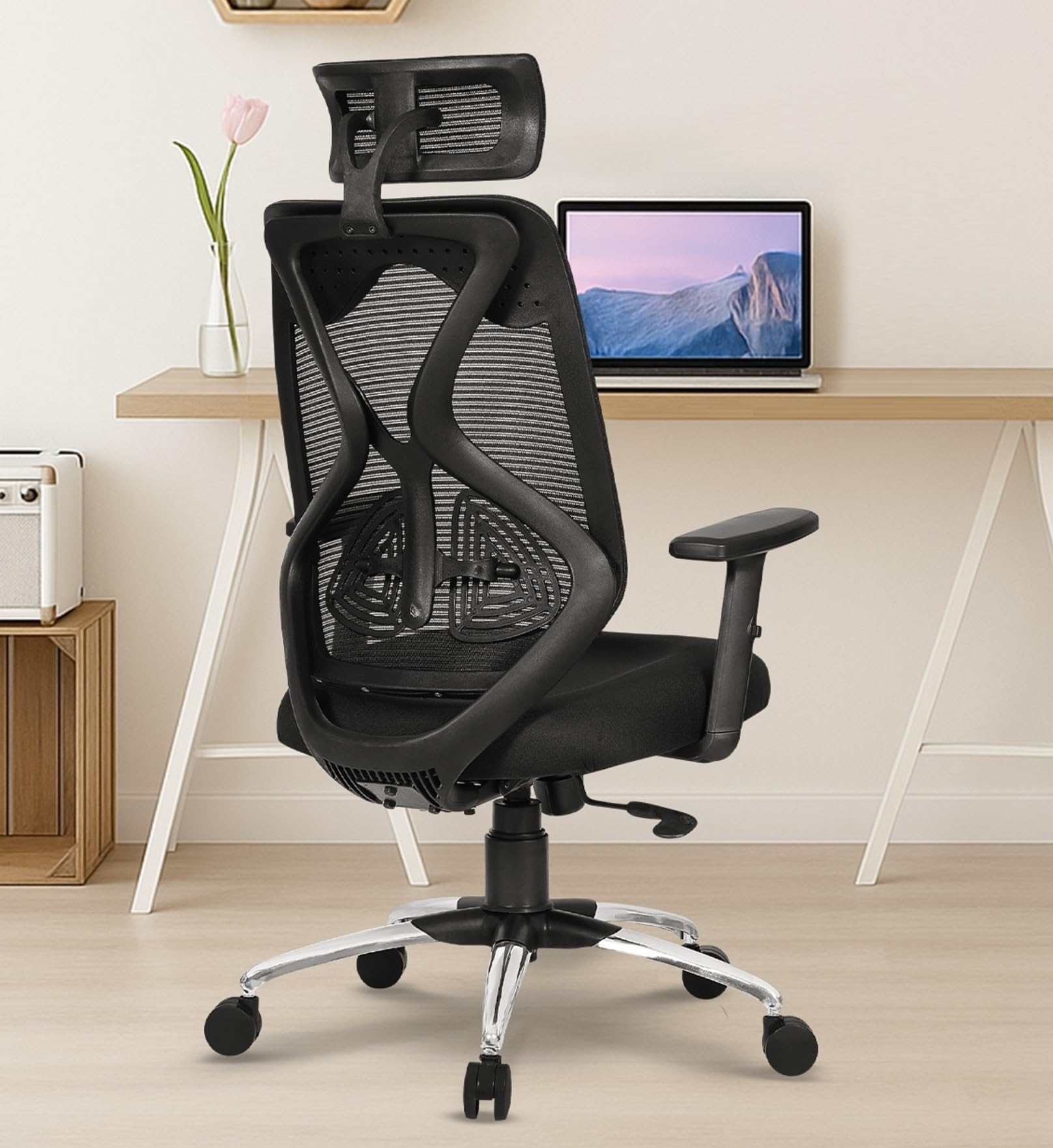 Merlion Office Chair,High Back Mesh Ergonomic Home Office Desk Chair with 3 Years Warranty, Adjustable Armrests,Adjustable Lumbar Support,Tilt Lock Mechanism (Black)