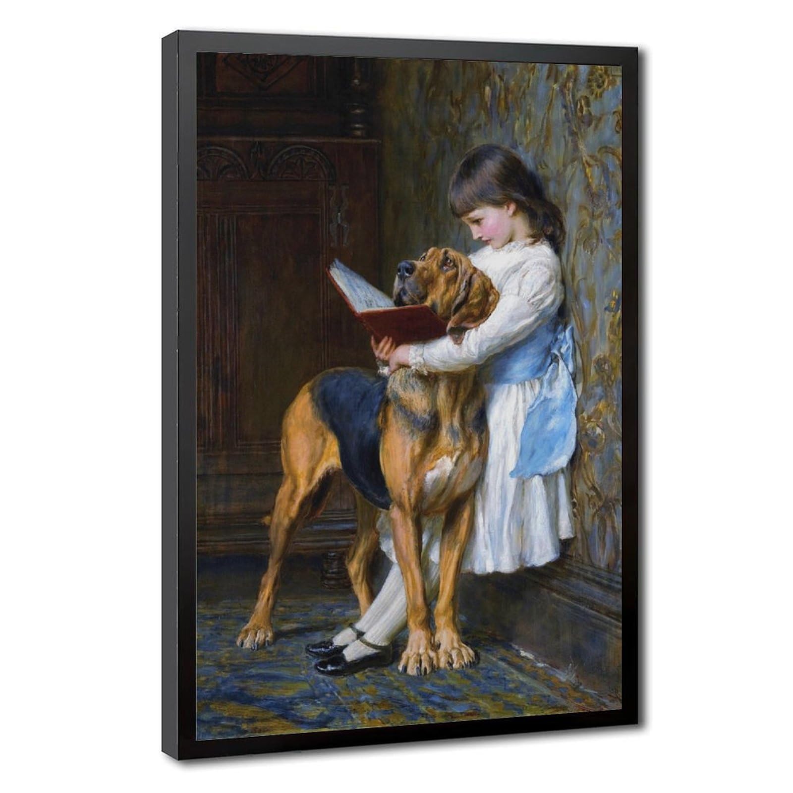 WCYB Briton Riviere - Compulsory Education 1887 Prints Posters Canvas Deco Paintings Wall Art For Office Hangable Frame 12" L X 18" W