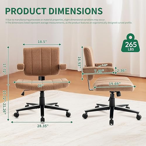Miniatura 3 de Silla de oficina con tiras cruzadas, VComfortable silla de escritorio con patas cruzadas con brazos y ruedas, silla de juegos de tocador ancha
