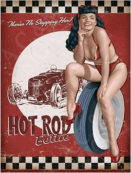 Pin Up Girl Metal Sign Plaque Print Poster, 8x6in ref314
