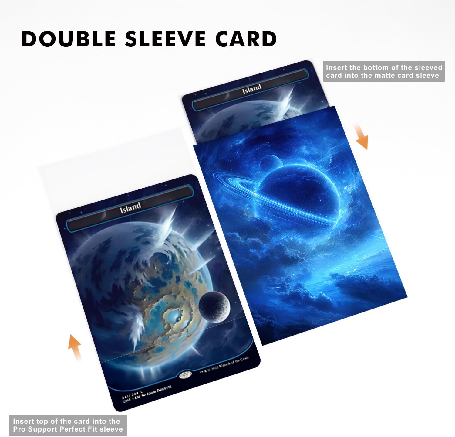 Katomula 100 MTG Card Sleeves with 100 Inner Sleeve, Textured Back Art Sleeves, Fit Standard Size Cards-Island Planet