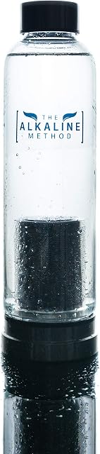 The Alkaline Method Glass Alkaline Water Filter Bottle, Increase pH, Anti Oxidant, Anti Bacterial, Reduce Fluoride, Remove Heavy Metals & Chlorine, Portable pH Hydrate Glass Water Bottle (550ml)