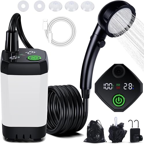 Spopal Portable Shower for Camping, [Long-Lasting] 6000mAh…