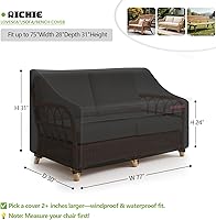 Vista 2 de Funda de sofá biplaza para patio, funda impermeable para sofá de 3 plazas para exteriores, con ventilación de aire, resistente a los rayos UV
