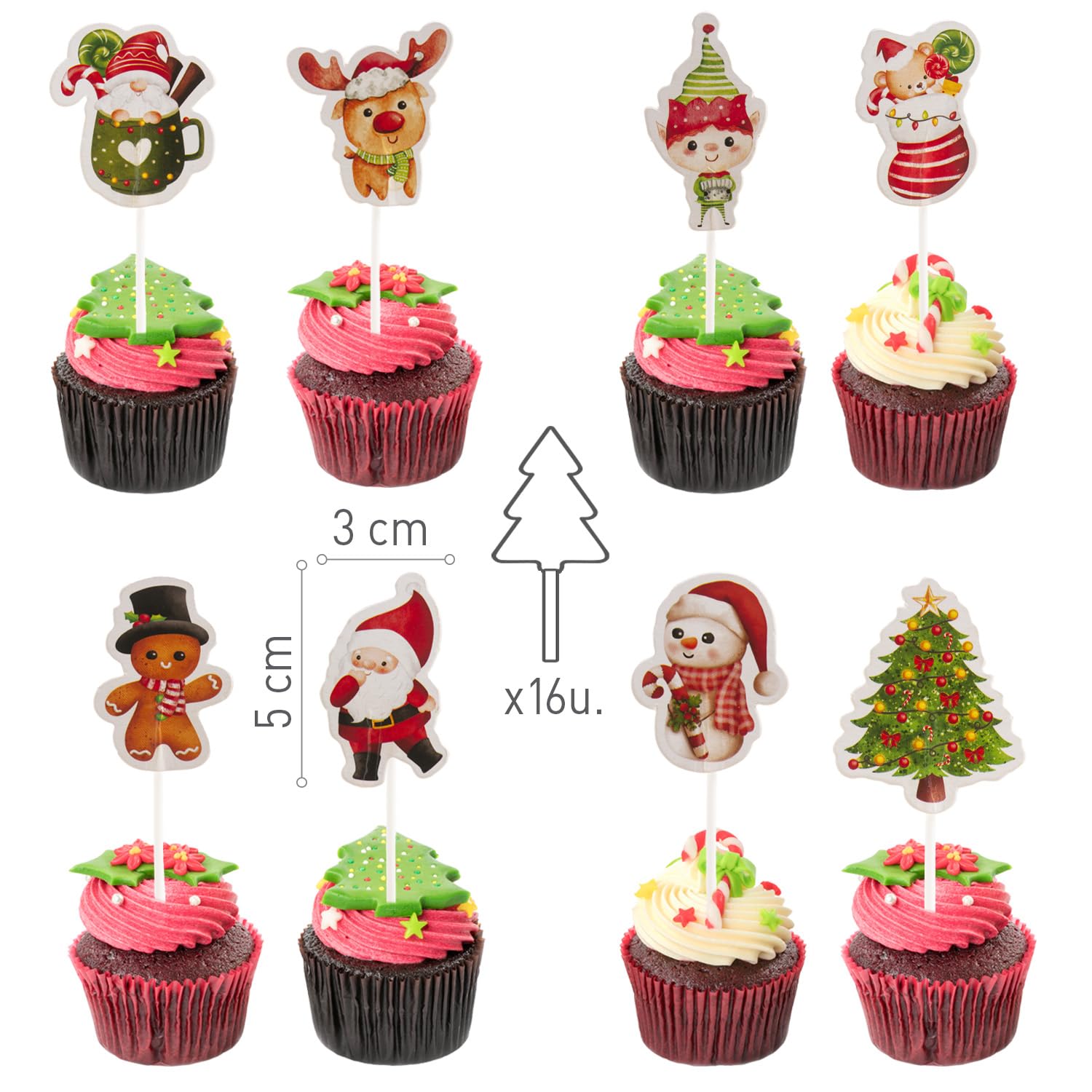 Dekora Essbare Cupcake Topper – 20 Mini-Oblaten Für Weihnachten & Geburtstag, Glutenfrei & Laktosefrei