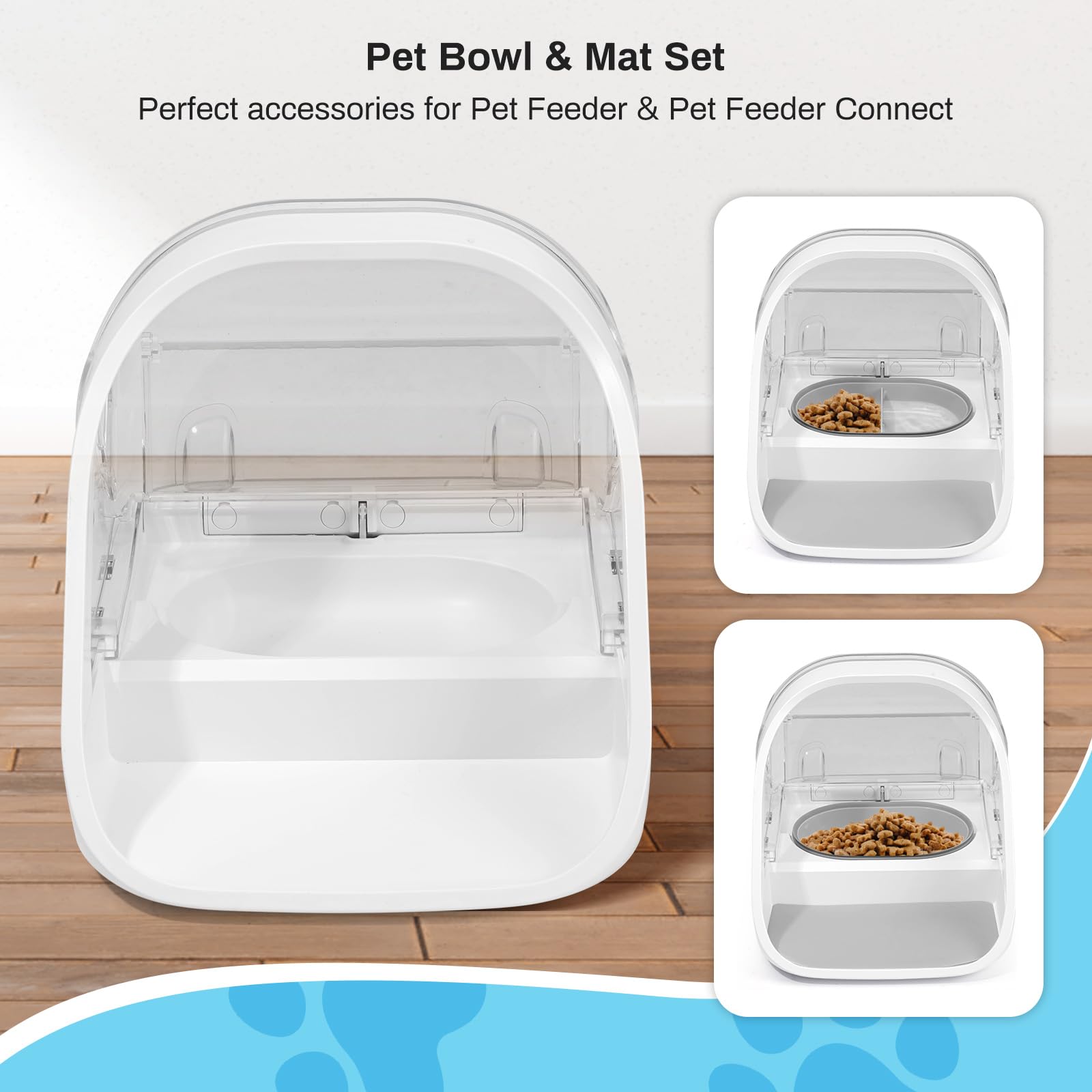 YOIHABV Replacement Mat & Bowl Set for Automatic Microchip Pet Feeder & Connect, 1 Split, 1 Flat Bowl and 1 Mat, Keep Food Fresh, Protect Cat Feeder, Easy to Clean(Grey)
