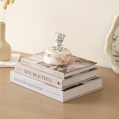 Miniatura 5 de Juego de 3 libros decorativos para decoración del hogar, elegantes libros falsos para decoración, juego de libros de decoración estética para mesa