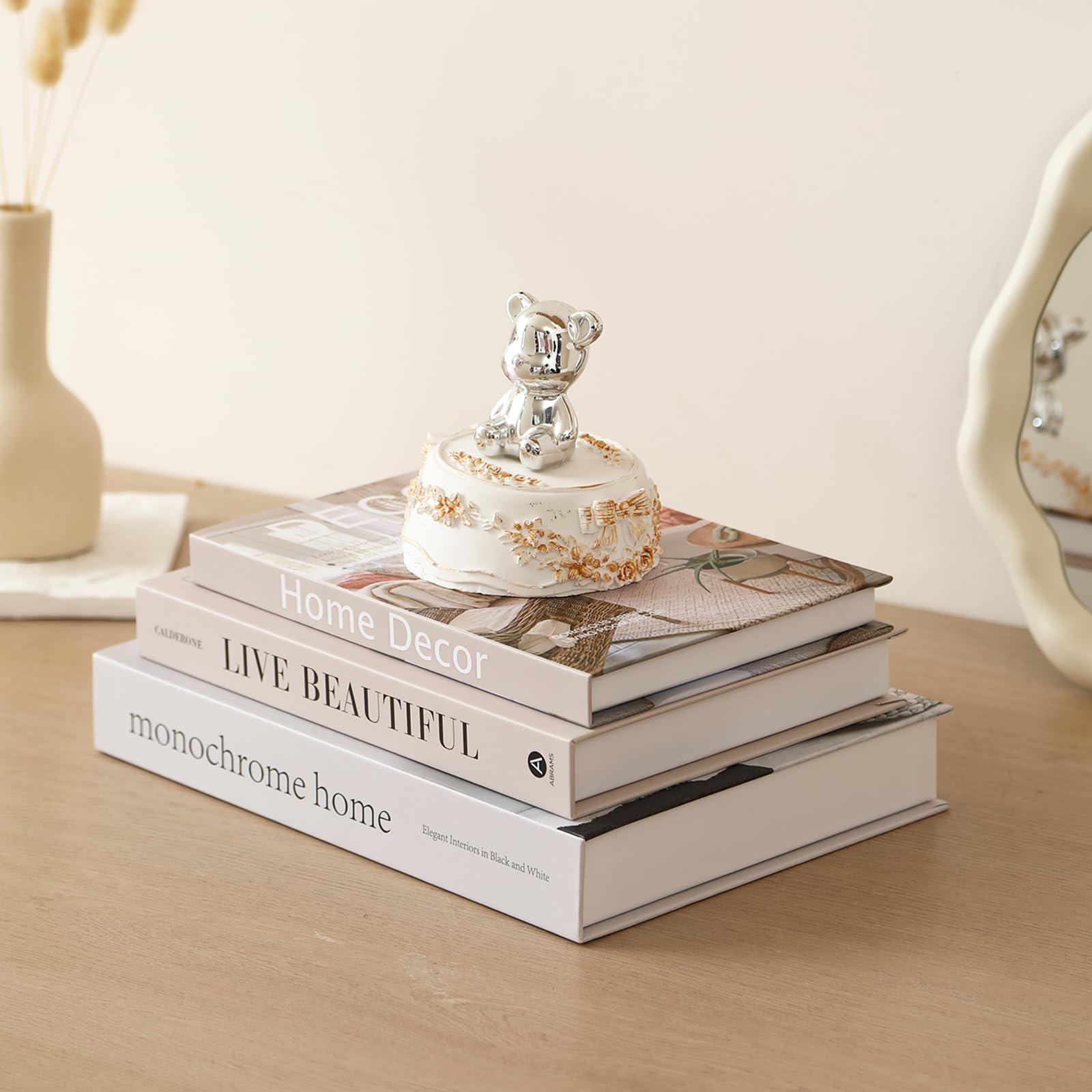 Juego de 3 libros decorativos para decoración del hogar, elegantes libros falsos para decoración, juego de libros de decoración estética para mesa de café, estantería, chimenea, sala de estar, hotel
