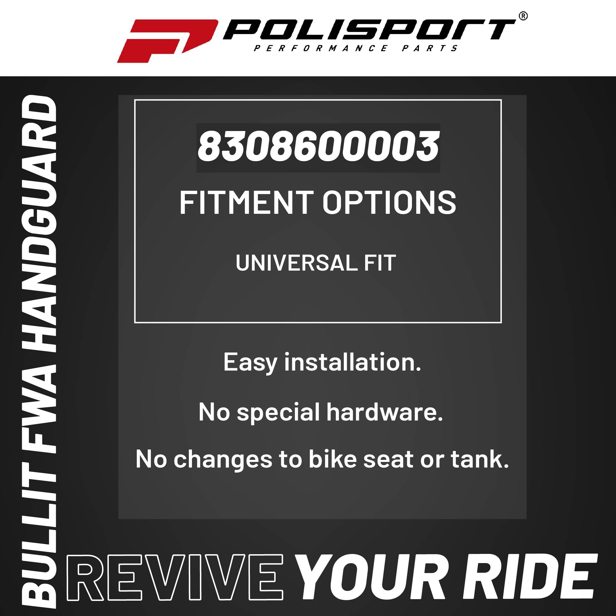 POLISPORT 8308600003 - BULLIT FWA Parametry wykonane z tworzywa sztucznego z dołączonym zestawem montażowym kompatybilny ze wszystkimi modelami motocrossu/enduro w kolorze pomarańczowym
