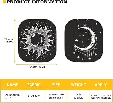 Sun Moon Windshield Sun Shade Foldable Sun Blockers, Cute Sunshade for Car Windshield Automotive Interior Sun Protection SUV Trucks Sun Shield